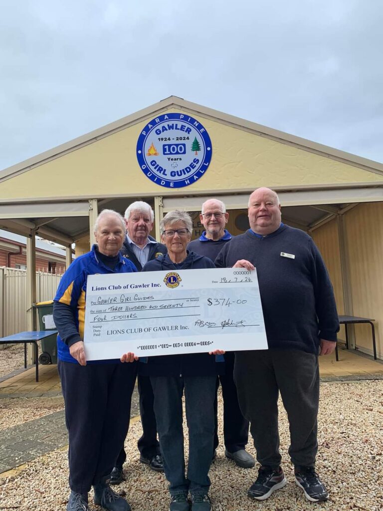 Lions Club of Gawler Inc. donated the new Gawler Girl Guide Hall sign to help celebrate their 100th anniversary